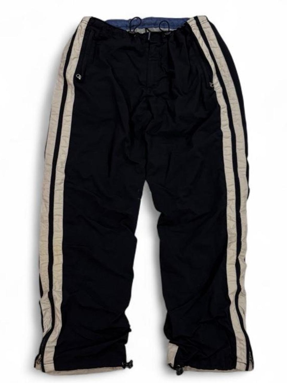 90’s vintage Abercrombie & Fitch navy blue lined track pants with white stripes